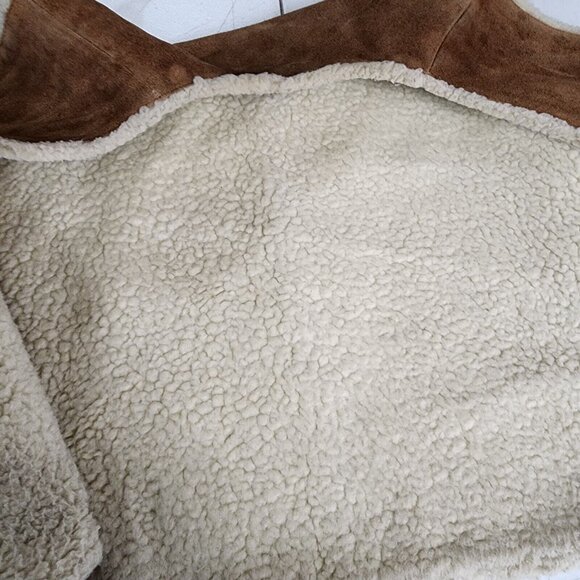 Vintage Genuine Suede Leather Sherling Western Vest Mens Rodeo Mens Medium - Picture 14 of 15